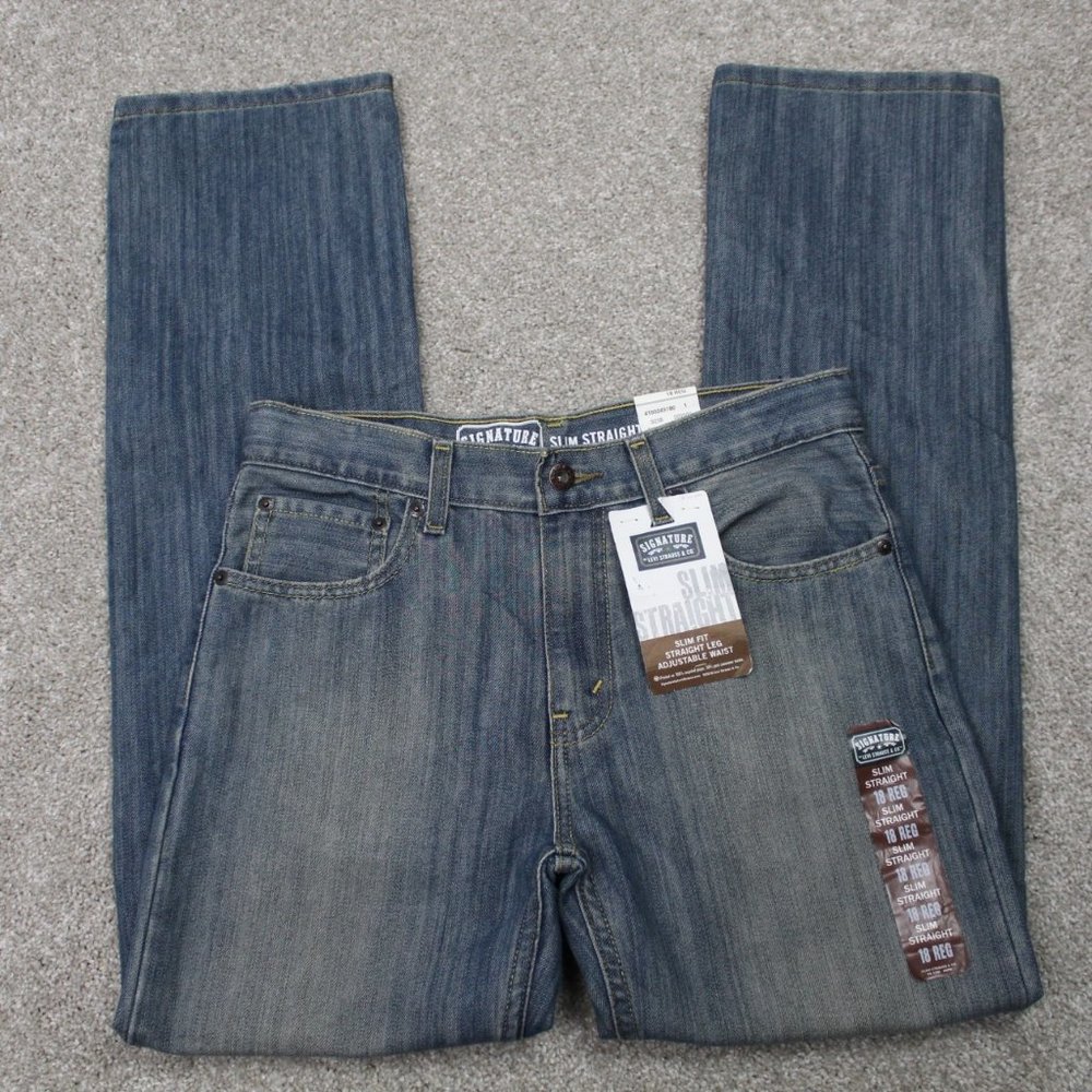 Signature Levi Strauss Jeans NWT Womens 18 Regular Blue Slim Straight 30" inseam